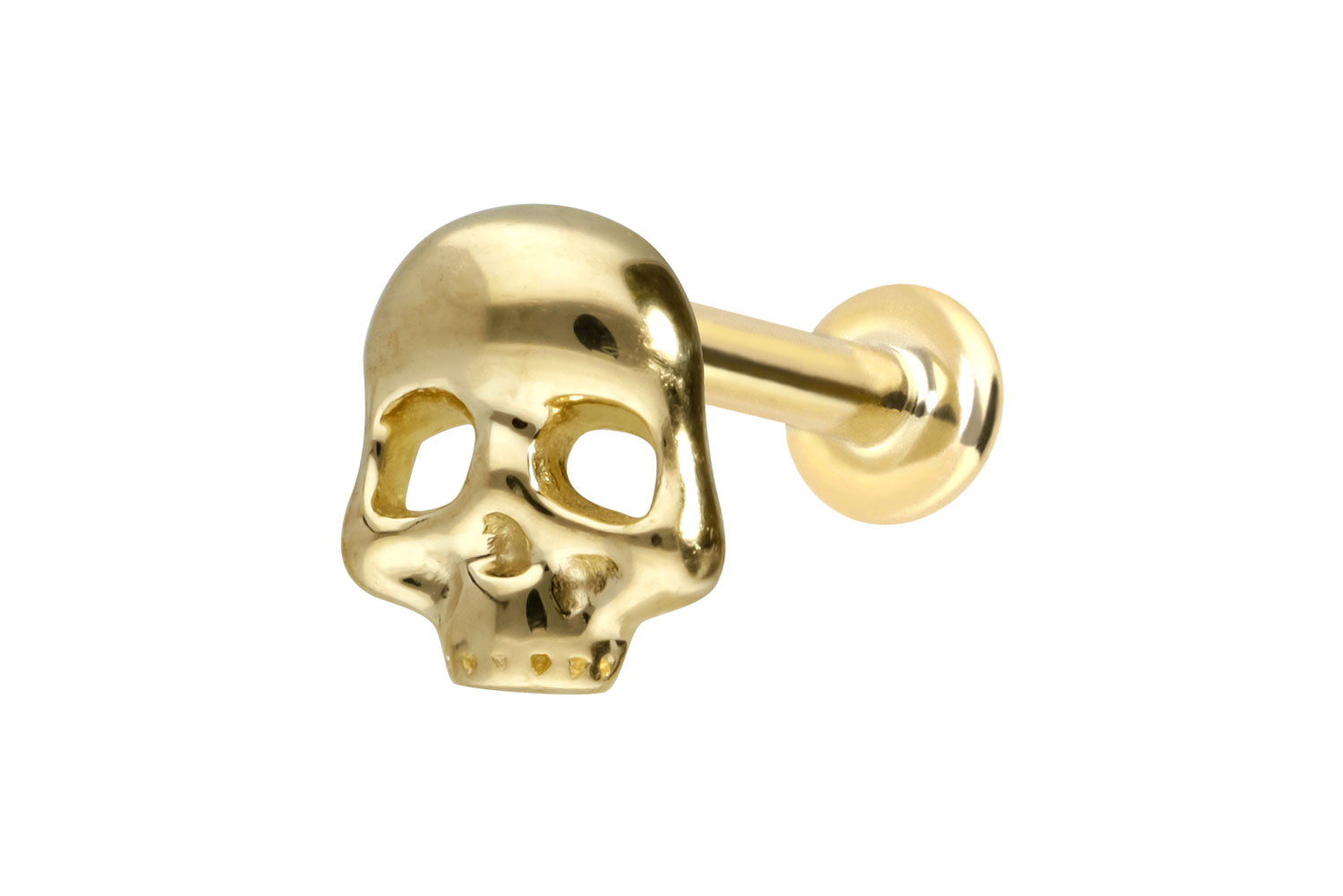 14 Karat Gold Labret Piercing mit Push Fit TOTENKOPF